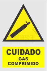 señal cuidado gas comprimido