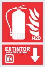 señal extintor agua presurizada h2o