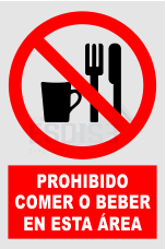 señal prohibido comer o beber en esta area