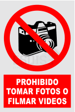 señal prohibido tomar fotos o filmar videos