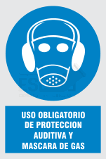 uso obligatorio de proteccion auditiva y mascara de gas